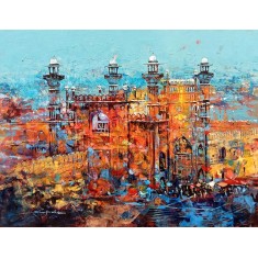 Shan Amrohvi, 24 x 30 inch, Oil on Canvas, City Scape Painting, AC-SA-169